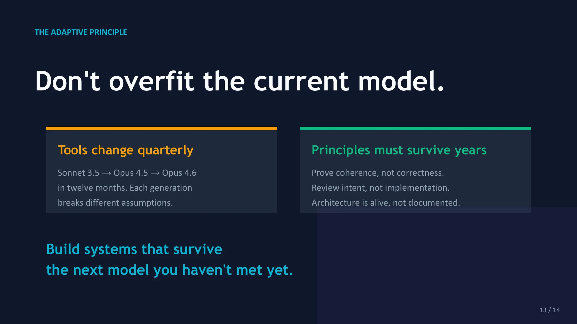 The Adaptive Principle — don't overfit the current model
